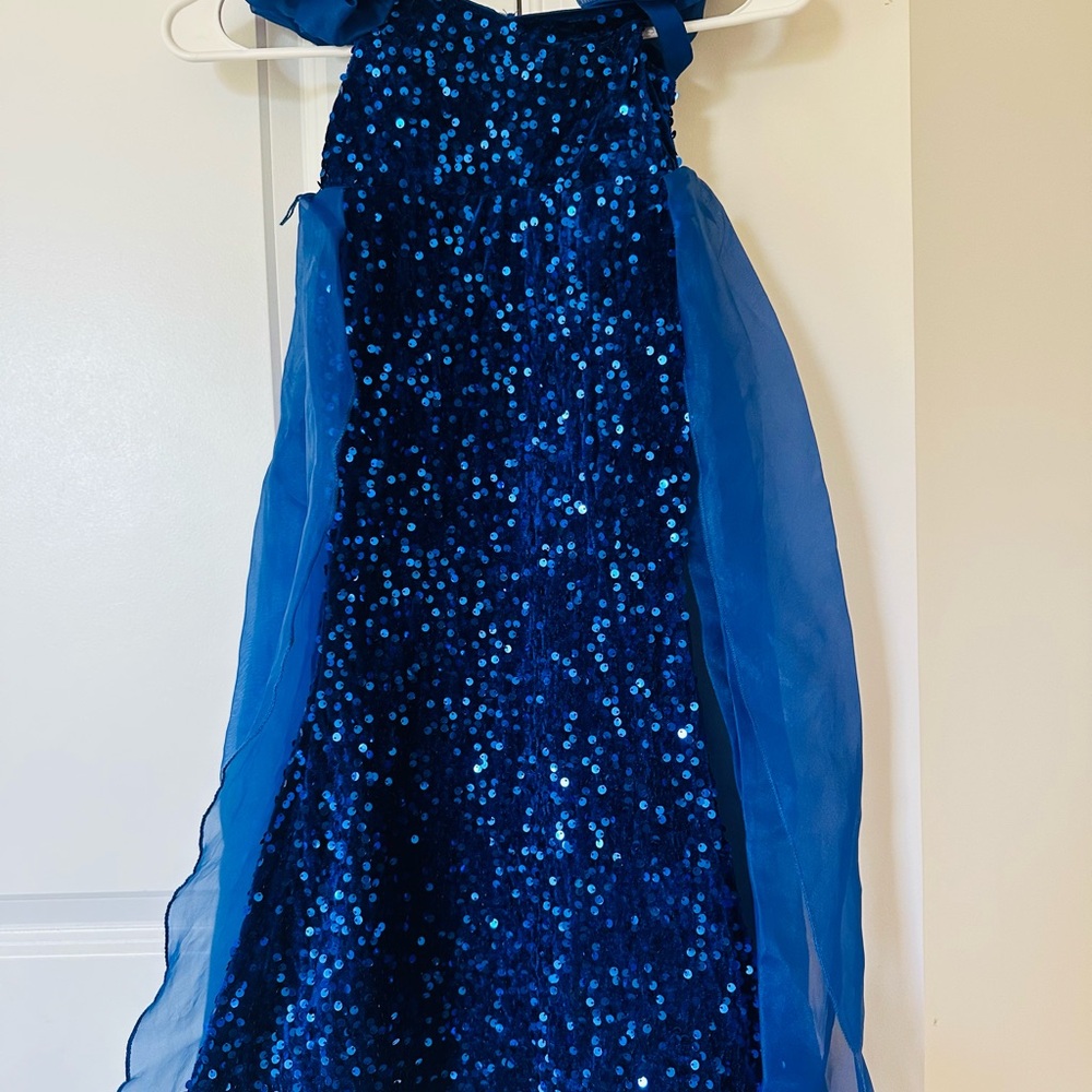 Elegant Blue Sequin Kids Dress